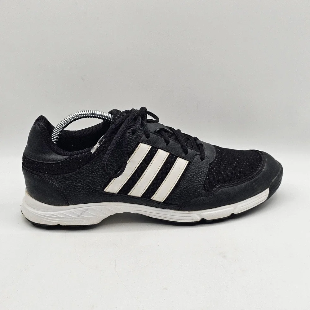 Adidas Golf Shoes Mens Size‎ 10.5 Black White TRAXION Spiked Cleats 816508